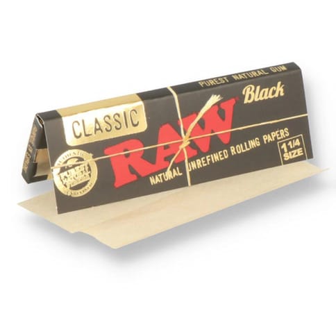 Raw Classic Black 1 1/4 Natural Unrefined Rolling Papers