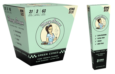 Green Paper Cones - King Sizes