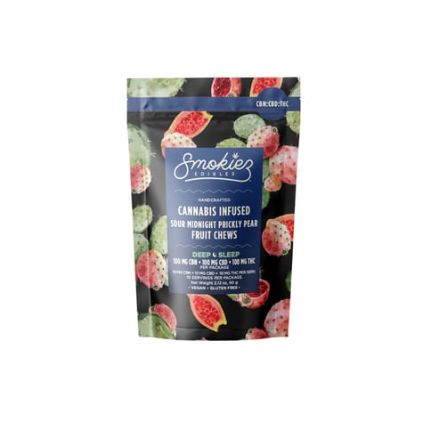 Deep Sleep Sour Prickly Pear CBN Trifecta Fruit Chews by Smokiez | Golden Rookie