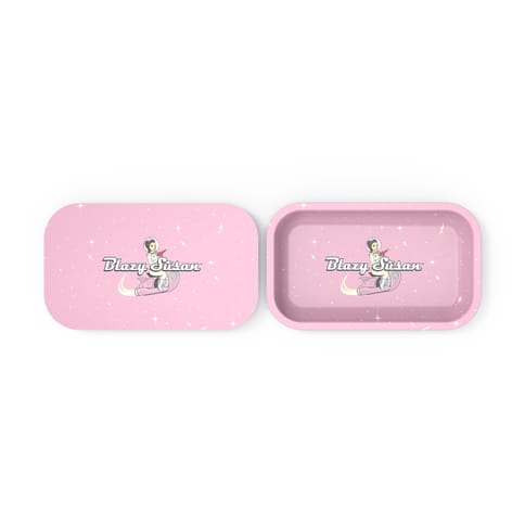 Blazy Susan Rolling Tray (with lid) - - Pink Spacey