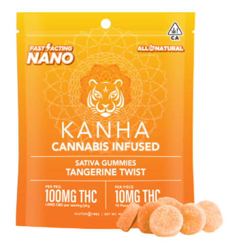 Kanha | Nano | Tangerine Twist | Gummies | Sativa | 100mg | 10pk
