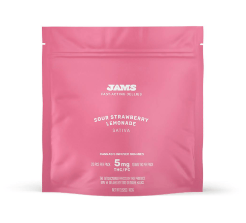 JAMS - Jellies Fast Acting Gummies 20 Pack 100mg - Sativa : Sour Strawberry Lemonade