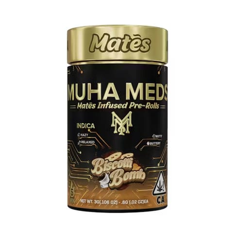 Muha Mates | Biscotti Bomb (I) | .6g x 5 Kief, Diamond & Resin Infused Preroll Joints