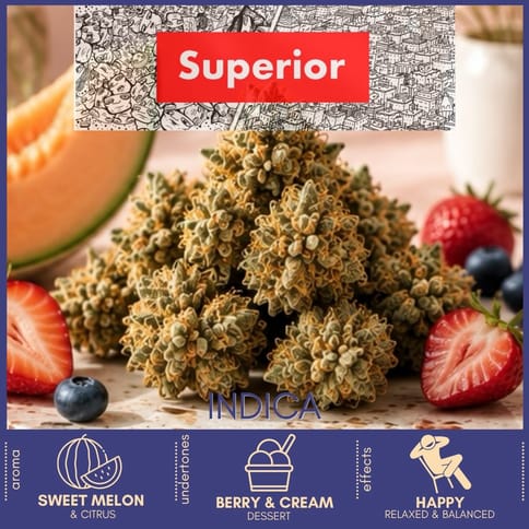 Melon Cherry Gelato Deli Cannabis Flower by Superior | Golden Rookie