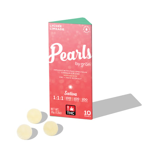 Gron Pearls - Lychee Limeade 1:1:1 THC:CBC:THCv Gummies - 100mg - 10ct