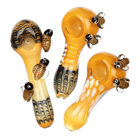 4.5in Baked Bee Glass Spoon Pipe