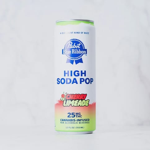 Pabst Blue Ribbon | Cherry Limeade High Soda Pop | 25mg THC x 4 Infused Sodas.