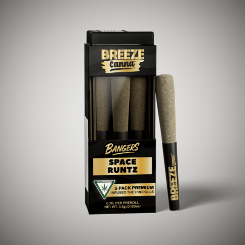 Space Runtz Live Resin Bangers | 5pk x 0.7g Infused Prerolls | Breeze Canna