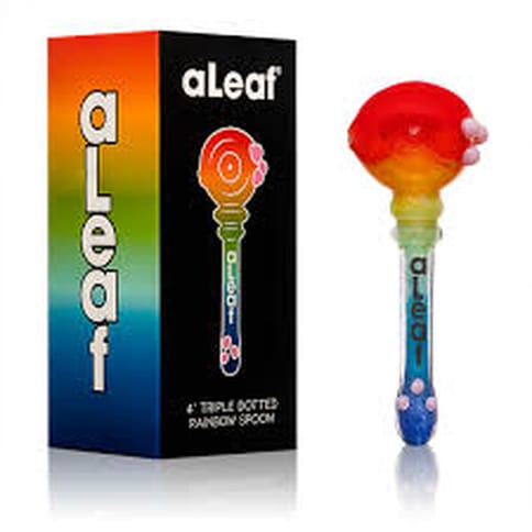 Aleaf Glass - Skinny Spoon Pipe Rainbow