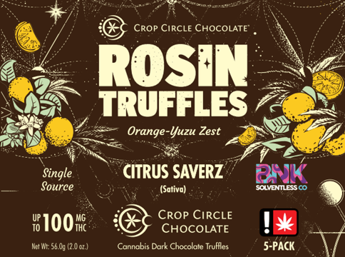 Orange Yuzu Truffle (5 pk) 100mg (Crop Circle Chocolates)