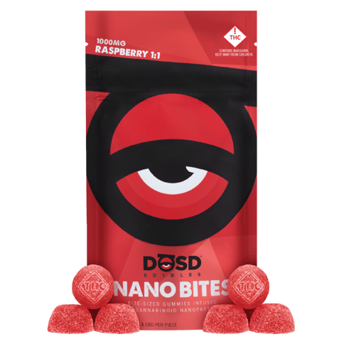 DOSD Nano Bites | Red Raspberry 1:1 THC:CBD 1000mg Med