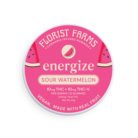 Florist Farms - Sour Watermelon Energize THC:THCV Gummies - 100mg