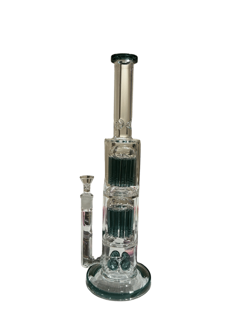 15.75” Heavy Duty Triple Stacked Glass Water Pipe With Jellyfish And Mushroom Percolators