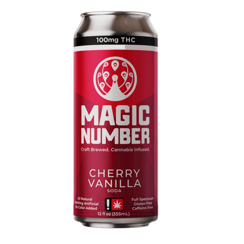 MAGIC NUMBER | LIVE RESIN SODA | CHERRY VANILLA | INDICA | 100MG TOTAL | 12 FL/OZ