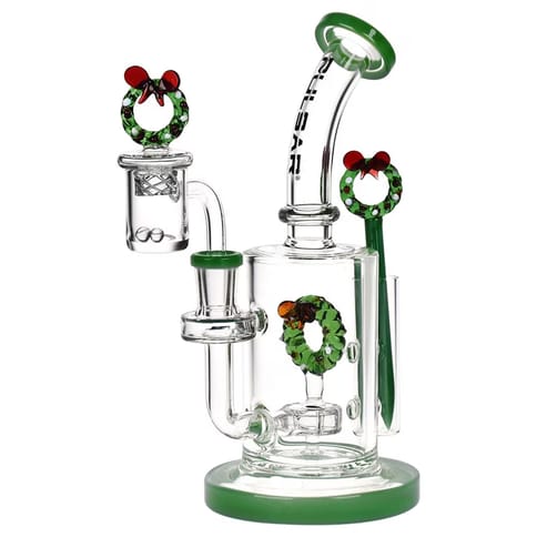 Pulsar Holidaze Series Glass Dab Rig Set - Mixed Designs | 8.25" | 14mm F