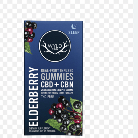 WYLD | Elderberry Hemp 500mg CBD:CBN Gummies | 20pk
