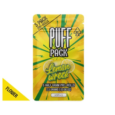 Puff - Lemonwreck Sativa - 5pk Prerolls 2.5g
