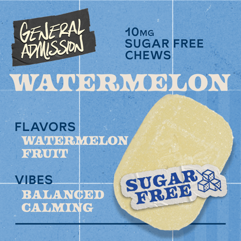 Watermelon 100mg 10pk THC Sugar-free - Distillate Chews