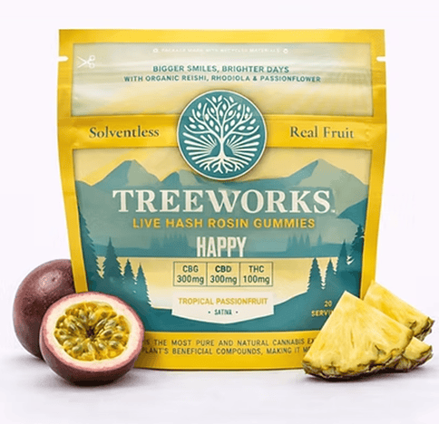 Happy: Tropical Passionfruit (CBG:CBD:THC) Hash Rosin Gummies - 100mg