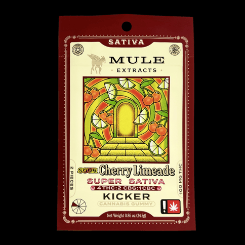 Sour Cherry Limeade 4:2:1 THC:CBG:CBC 2 piece Kicker Gummy 100MG (Mule)