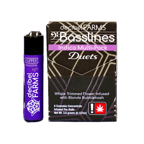 BASSLINES DUET BUBBLEHASH INFUSED JOINTS | MEGA RNTZ & BLUEBERRY BANANA MUFFINS | INDICA | 0.5 GRAM | X6