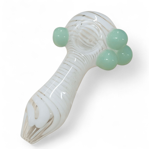 Large Clear Zig Zag Handpipe - White