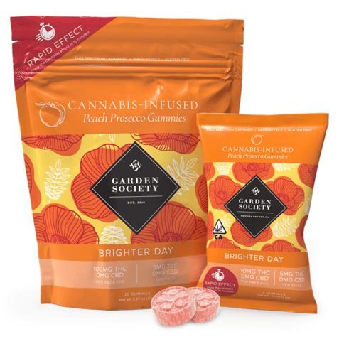 Garden Society Brighter Day | Peach Prosecco (S) | 5mg THC x 20 Gummies