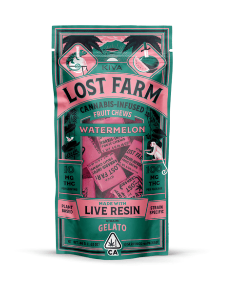 Lost Farm | Live Resin (Gelato) Watermelon (H) | 10mg THC x 10 Fruit Chews