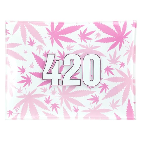Pink 420 Glass Rolling Tray