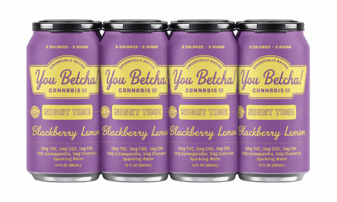 You Betcha - Blackberry Lemon - NIGHT TIME - 5mg THC, 5mg CBD, 1mg CBN, 5mg Ashwagandha, 5mg Chamomile - Blackberry Lemon - 4-Pack