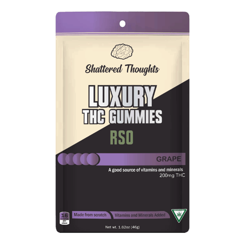 Grape 200mg RSO infused Gummies | Shattered Thoughts