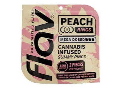 Flav | Peach Mega Ring | Edible | 2pk | 100mg