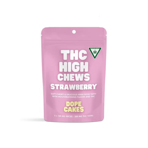 Strawberry 200mg High Chews 2 ct. x 100mg | Dope Cakes