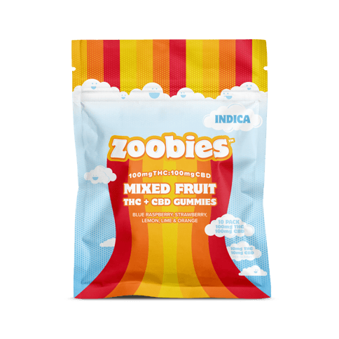 Indica Mixed Fruit 1:1 THC:CBD Gummies (10pk/100mg)