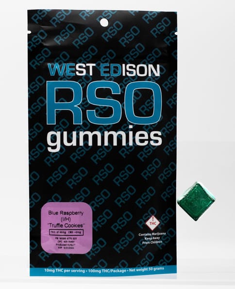 Blue Raspberry 100mg RSO Gummie (I/H) West Edison