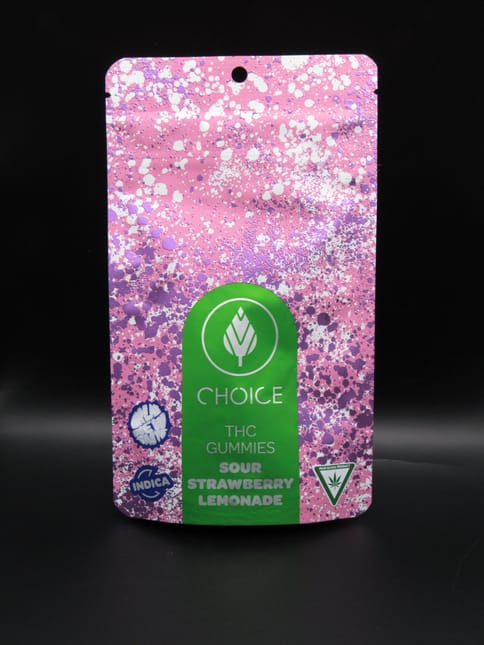 Sour Strawberry Lemonade 200mg Indica gummies | Choice