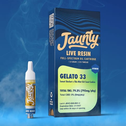 Jaunty - Live Resin Cart 1g - Gelato 33