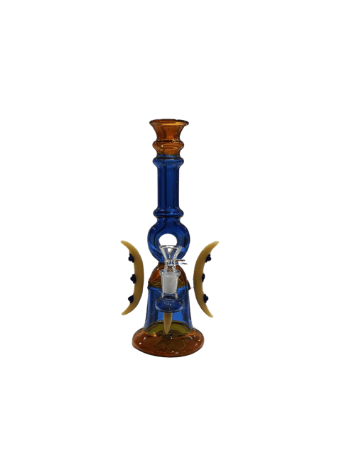 11” Moon Glass Water Pipe | Amber