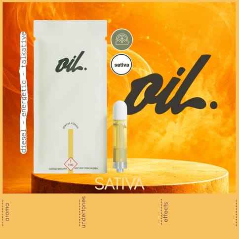 Sour Diesel 1g Distillate Vape Cartridge by Oil by Craft | Golden Rookie