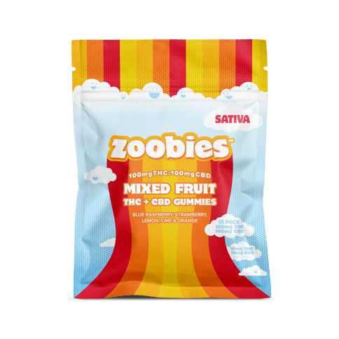 Sativa Mixed Fruit 1:1 THC:CBD Gummies (10pk/100mg)
