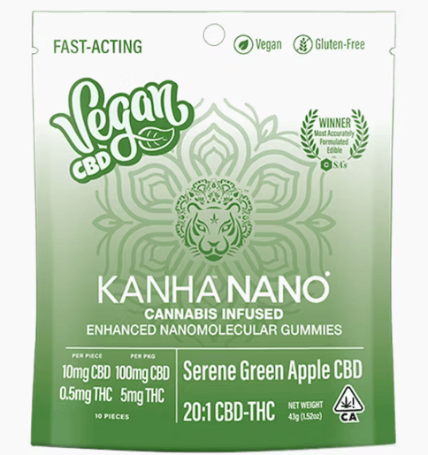 KANHA - CBD - NANO Vegan Serene Green Apple 20:1 (10mg CBD, .5mg THC)