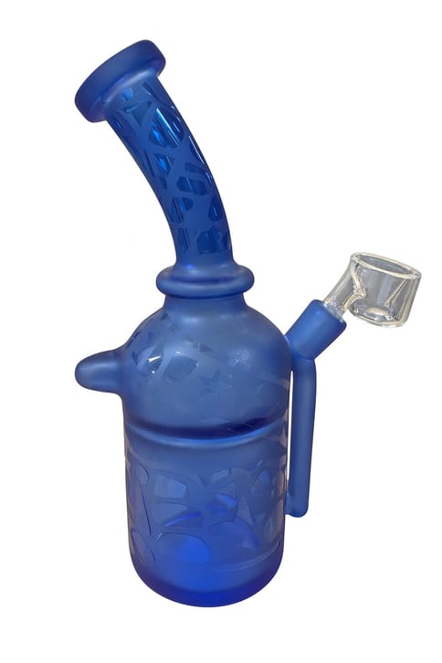 Blue Zebra Print SandBlast Waterpipe