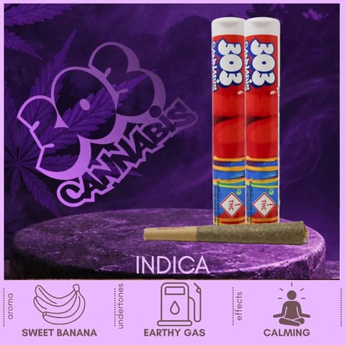 Monkey Bomb Indica Pre-Roll by 303 Cannabis | Golden Rookie