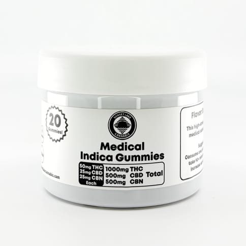MEDICAL Indica Gummies, 1000mg. THC + 500mg. CBD + 500mg. CBN