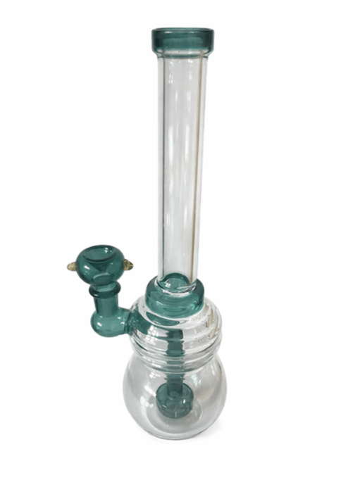 Teal Accent Glass Water Bong - 10"