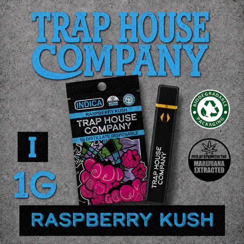 Raspberry Kush | 1g Distillate Disposable Vape | Trap House Company