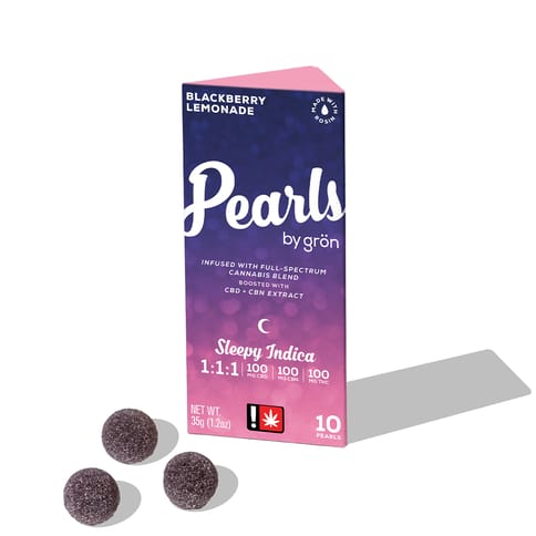 Gron Pearls | 1:1:1 CBD:CBN:THC Sleepy Indica Blackberry Lemonade 100mg