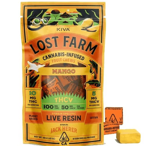 Lost Farm | Live Rosin (Jack Herer) Mango (S) 2:1 | 10mg THC x 5mg THCV x 10 Fruit Chews
