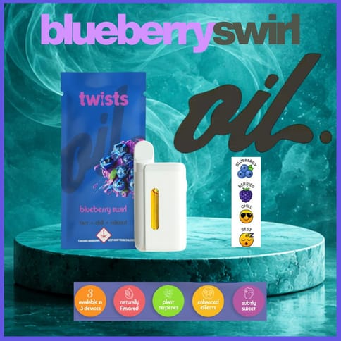 Blueberry Swirl 4g Distillate Twist All-in-One Vape by Oil by Craft | Golden Rookie