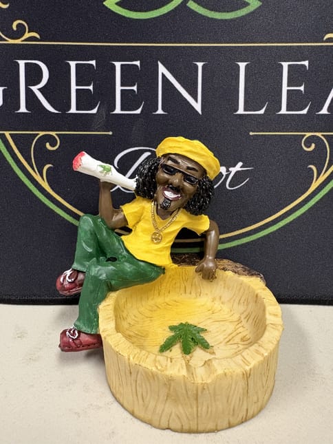Rasta Man AshTray - Rasta Man Sitting on Ashtray Holding Joint